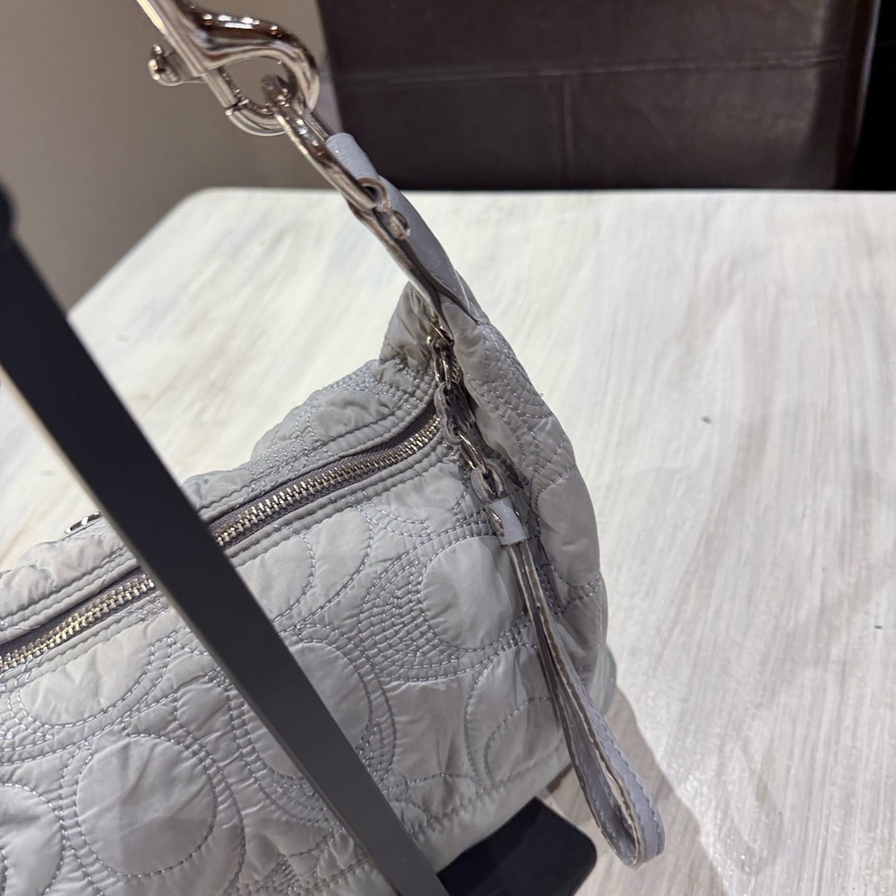 Coach Quilted Signature Hobo Shoulder Bag in Light Gray - Picture 9 of 13